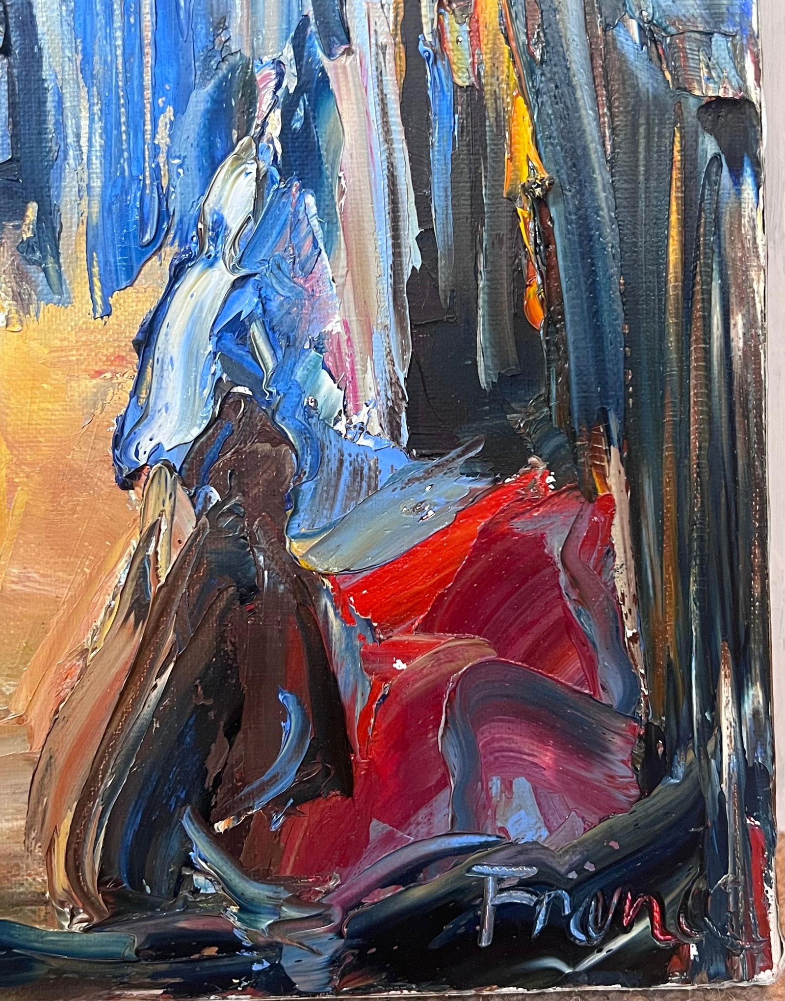 French School; North African Street Market with Figures French Modernist Signed Painting - 6