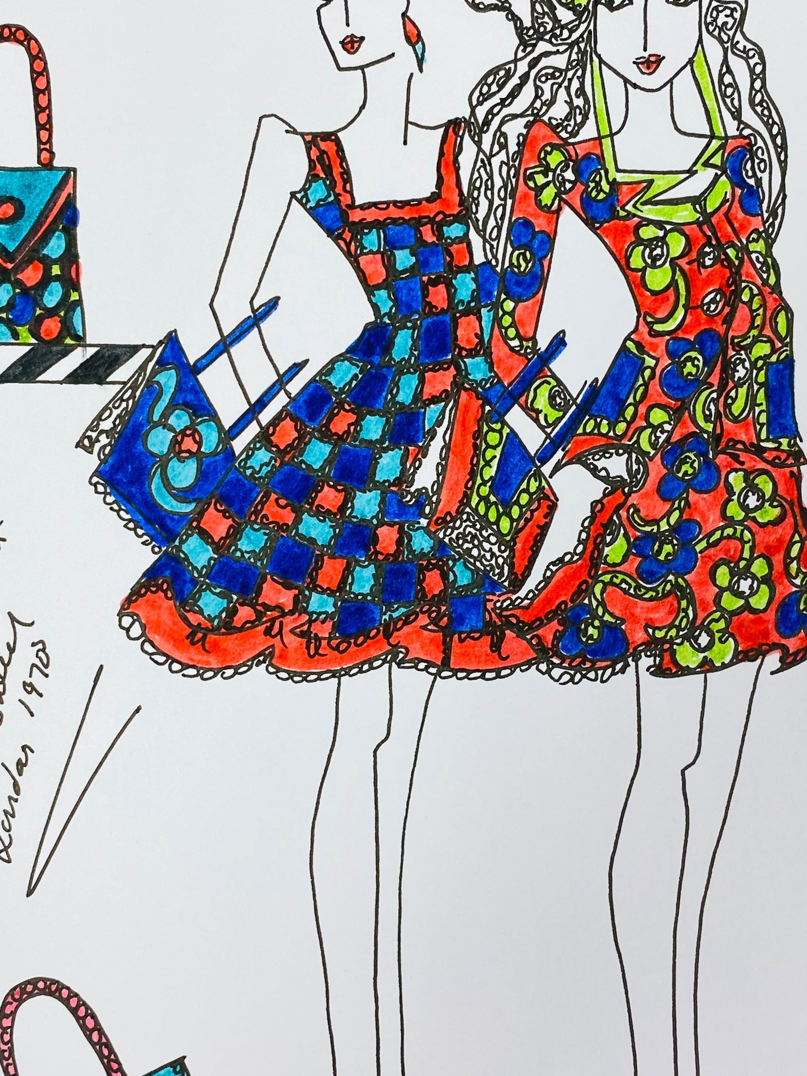 Original Fashion Design Illustration Watercolor Painting Laura Ashley Designer, circa 2000s - 4