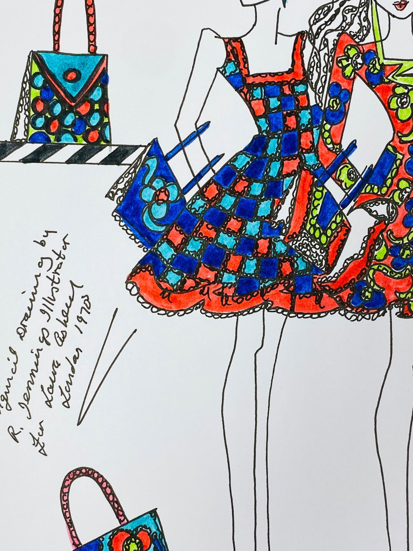 Original Fashion Design Illustration Watercolor Painting Laura Ashley Designer, circa 2000s - 5