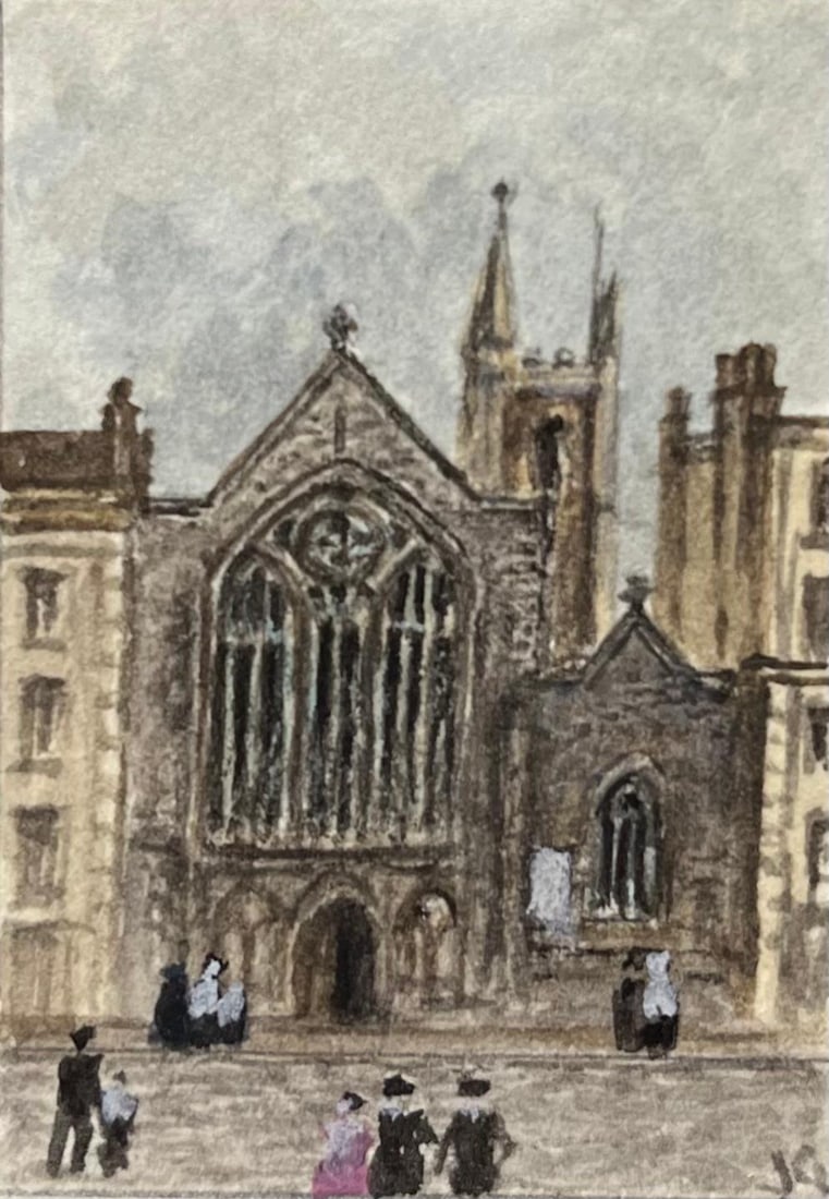 Jack Grunwell; Historic Miniature Watercolor of Lord Mayors Chapel in Bristol - 2