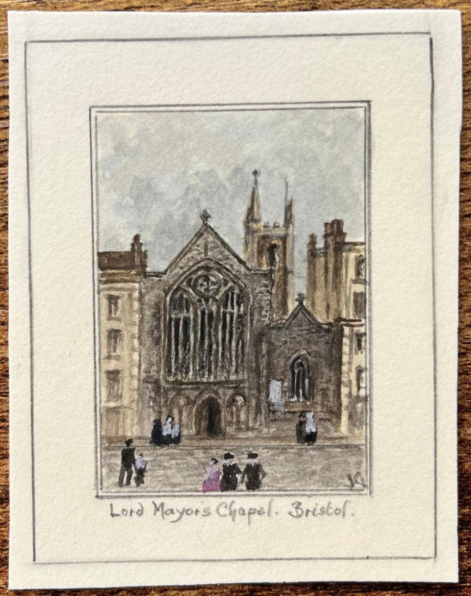 Jack Grunwell; Historic Miniature Watercolor of Lord Mayors Chapel in Bristol - 3