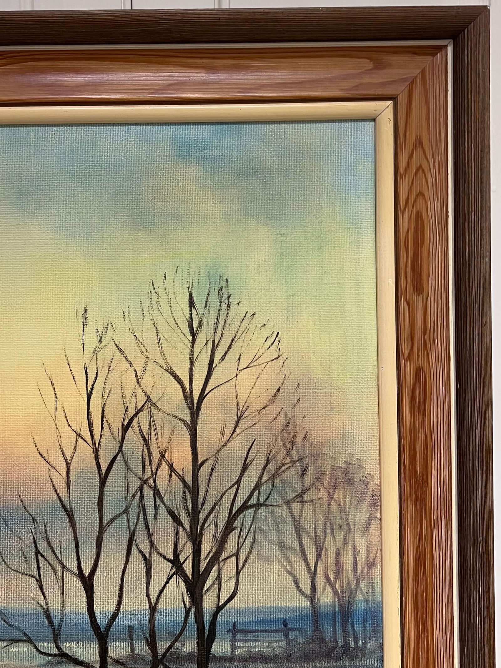 Mark W. Pike; Large 1970's British Signed Oil Painting Atmospheric Flooded Fields Sunset - 2