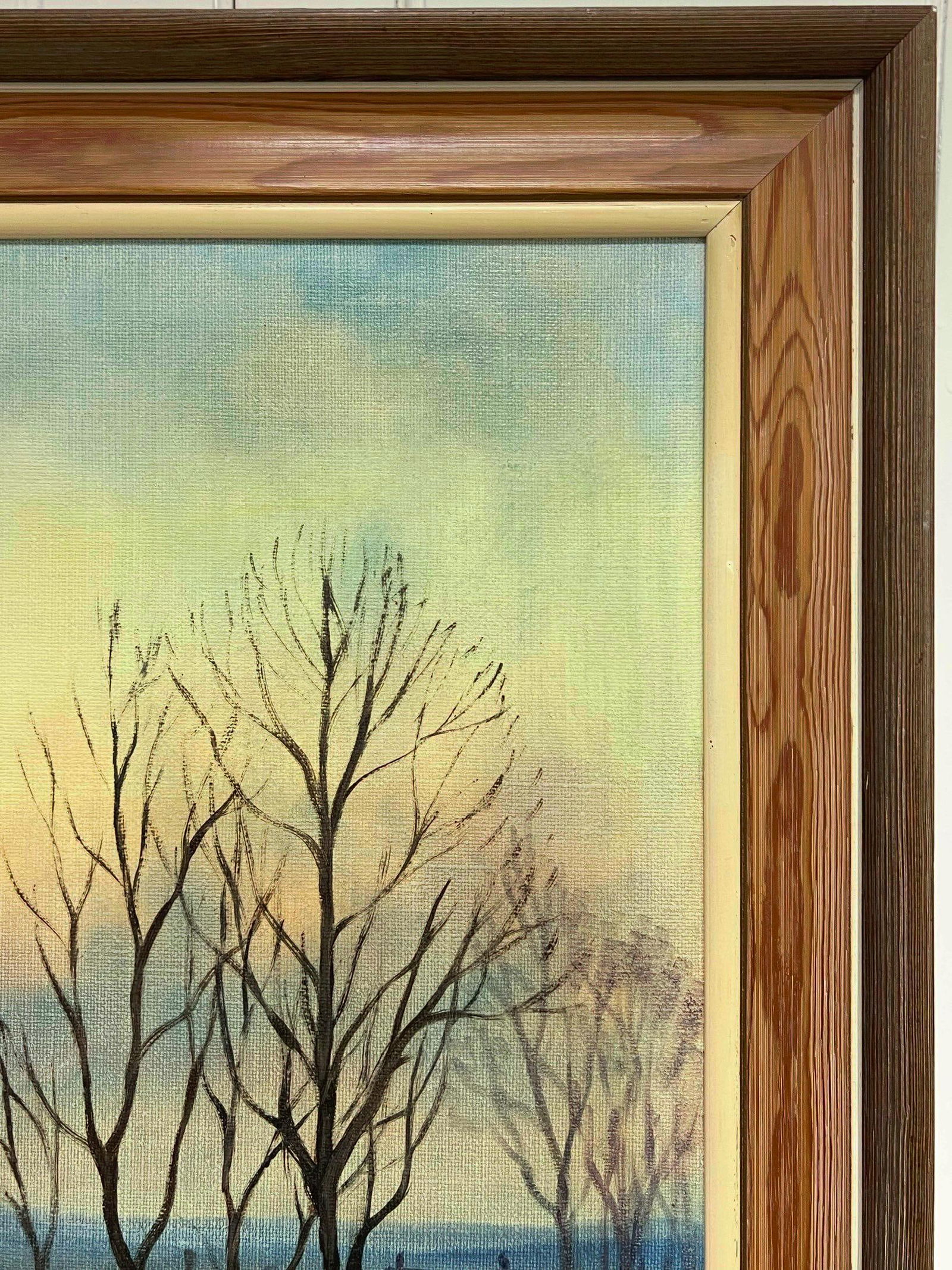 Mark W. Pike; Large 1970's British Signed Oil Painting Atmospheric Flooded Fields Sunset - 7