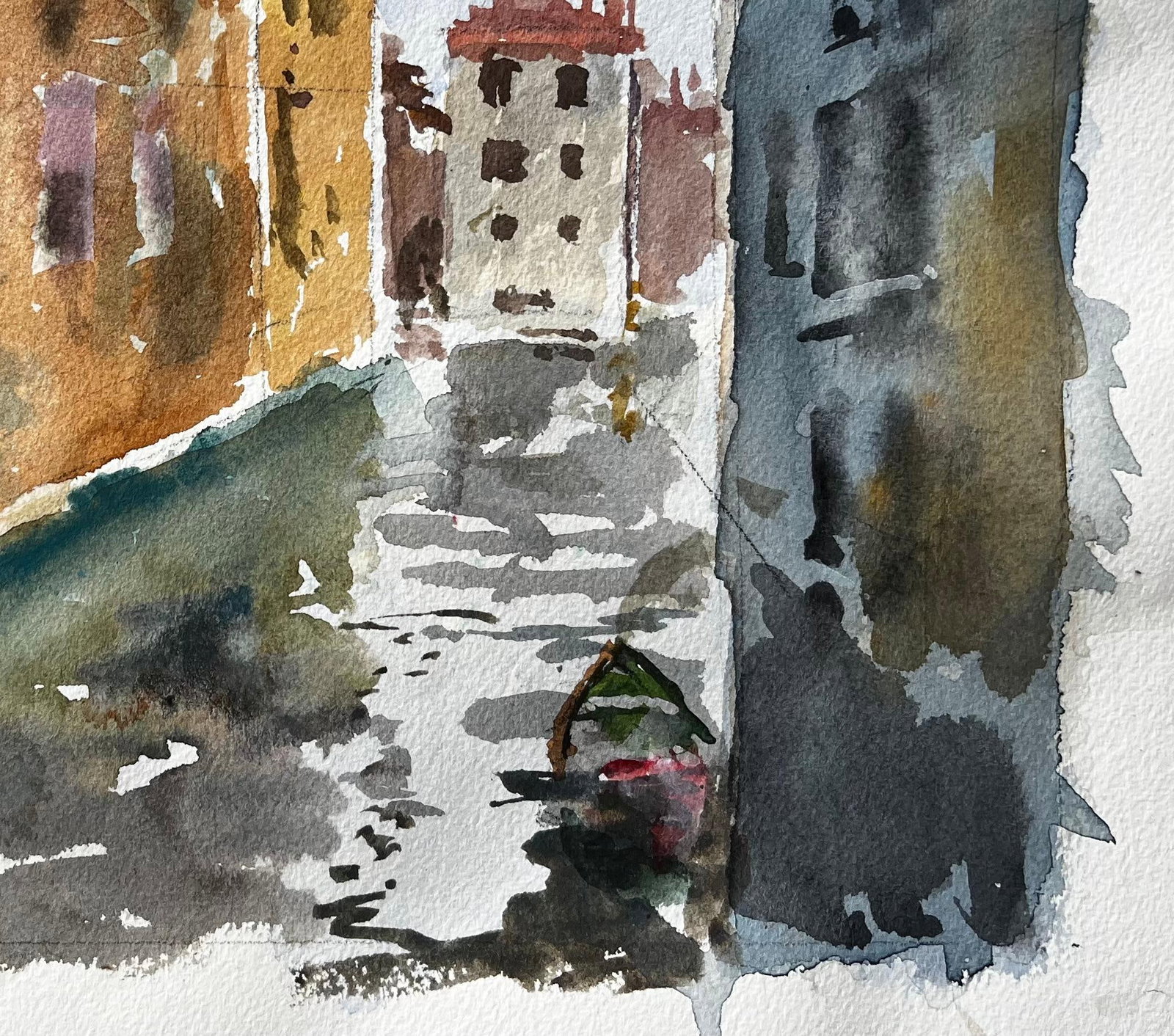 Anthony Herbert; Venice Canal Scene With Gondola And Reflections Original Watercolour Painting - 7