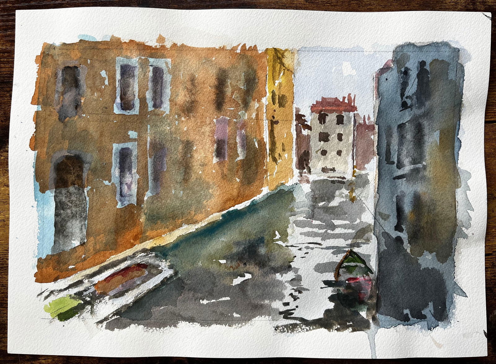 Anthony Herbert; Venice Canal Scene With Gondola And Reflections Original Watercolour Painting - 5