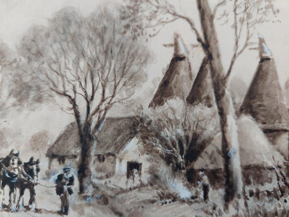 English School; Traditional English Painting Working Horses Returning Home in Kent, 20th Century - 13