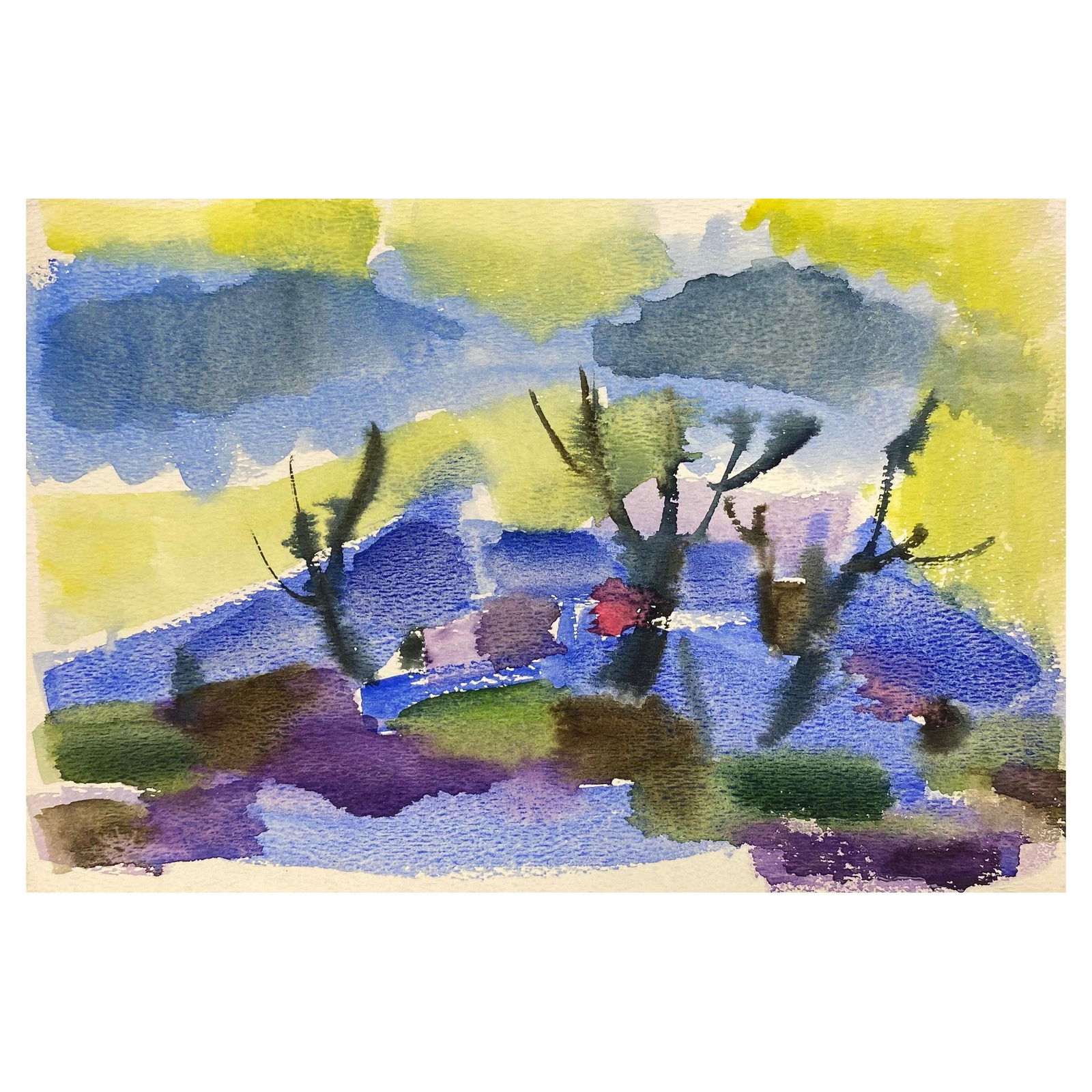 Akos Biro; Colourful Abstract, French Expressionist Original Oil Painting, circa 1980s - 7