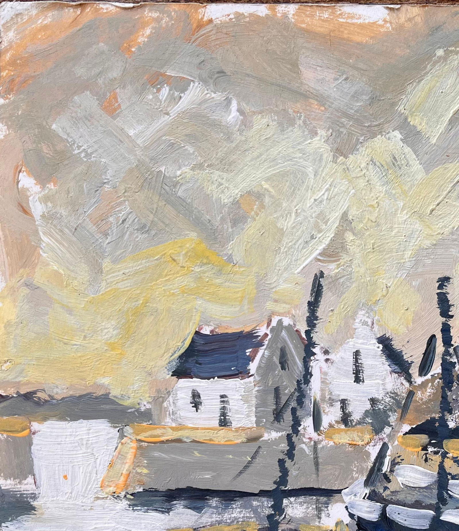 Fanch Lel; Impressionist Coastal Fishing Village with Moored Boats in Ouessant in Brittany, 2008 - 3