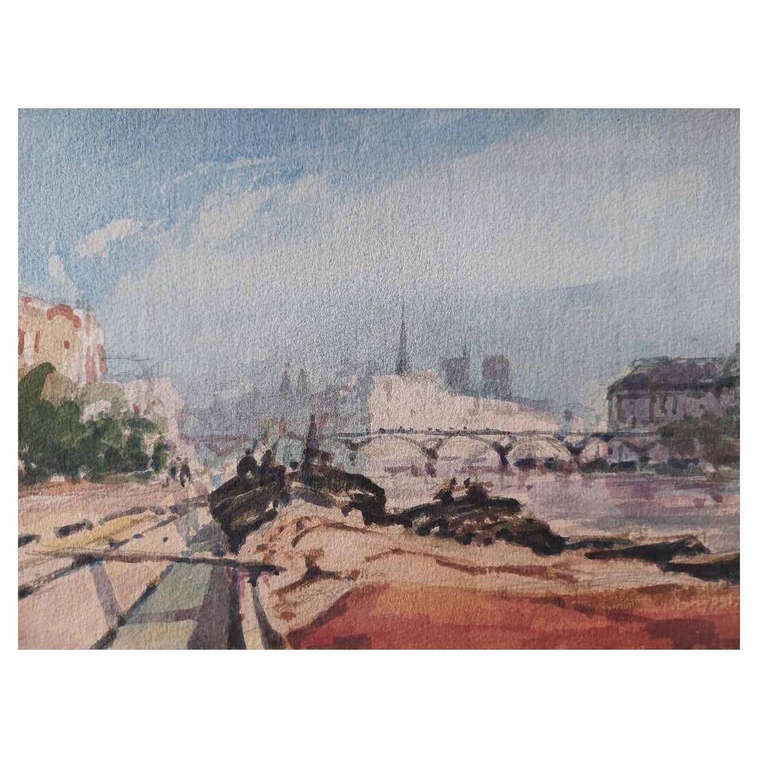 Maurice Mazeilie; French Modernist Cubist Painting Parisian Panorama of the Seine, 20th Century - 7