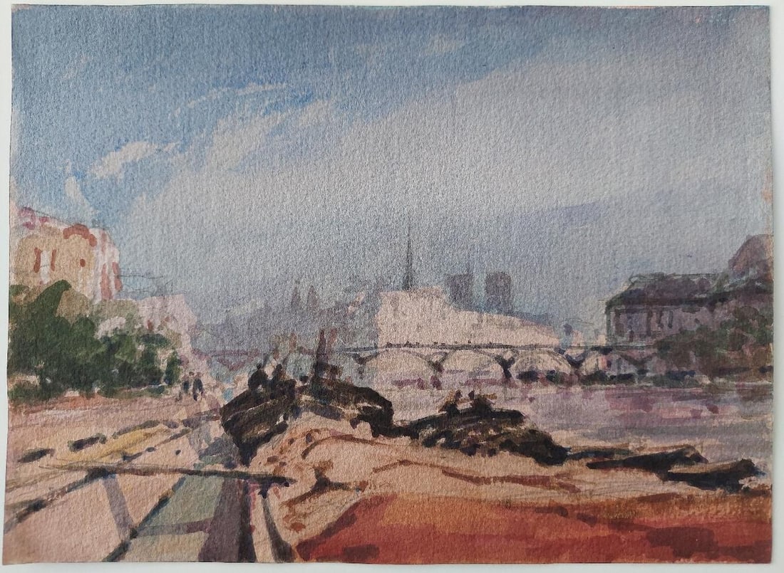 Maurice Mazeilie; French Modernist Cubist Painting Parisian Panorama of the Seine, 20th Century - 8