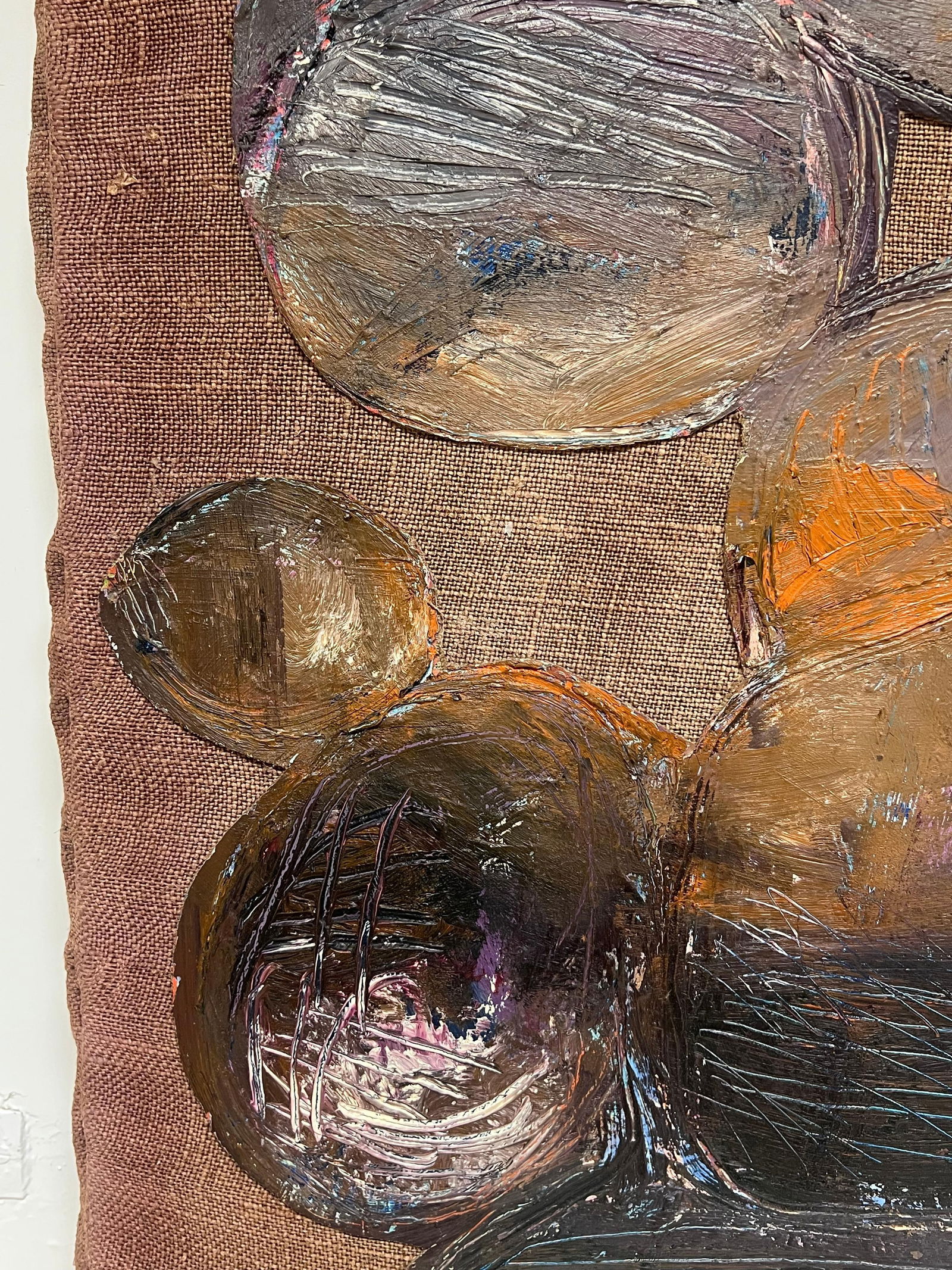 Gilbert Pelissier; Abstract Balls with Subtle Earth Tones French 20th Century Painting, 1986 - 8