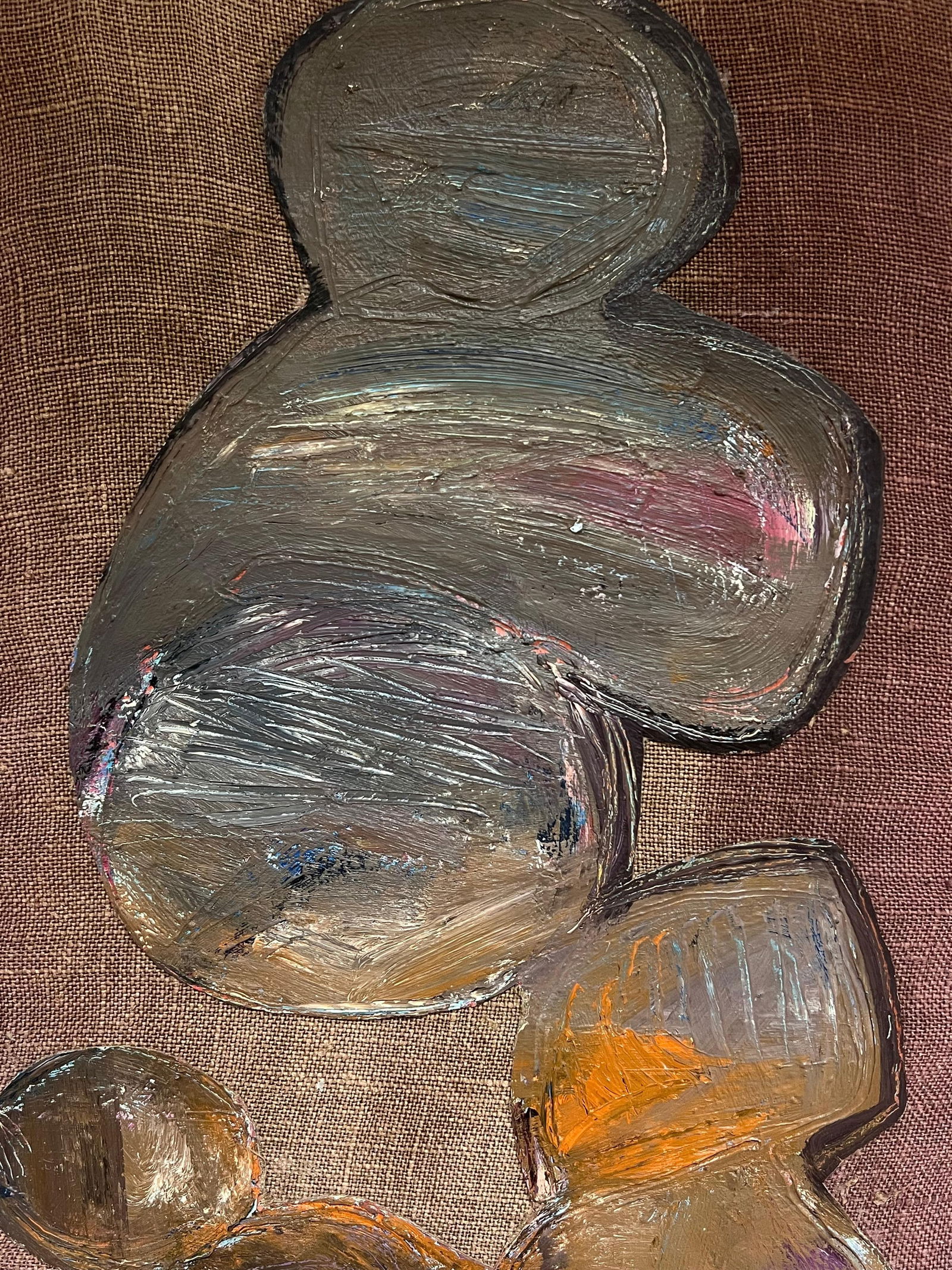 Gilbert Pelissier; Abstract Balls with Subtle Earth Tones French 20th Century Painting, 1986 - 10