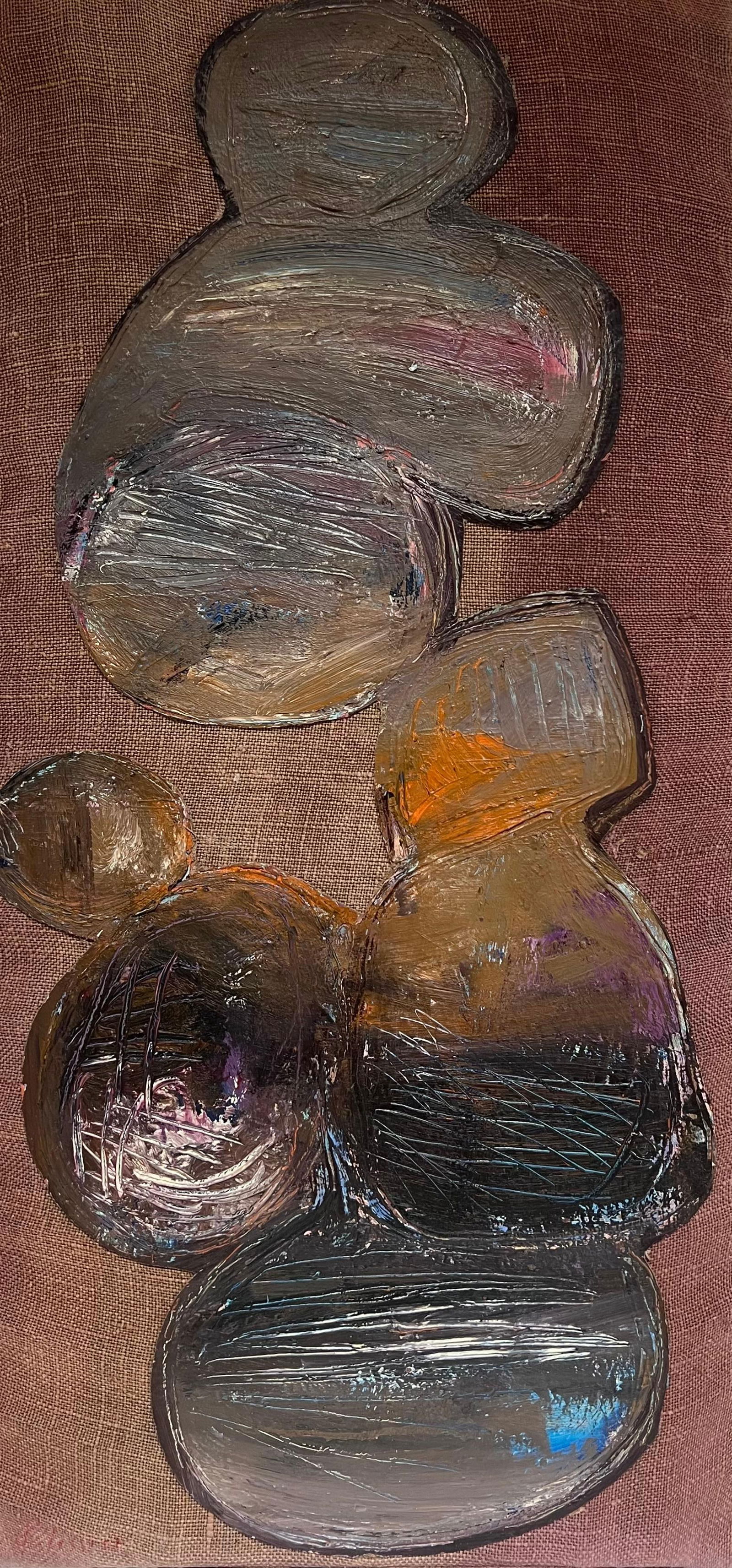 Gilbert Pelissier; Abstract Balls with Subtle Earth Tones French 20th Century Painting, 1986 - 11