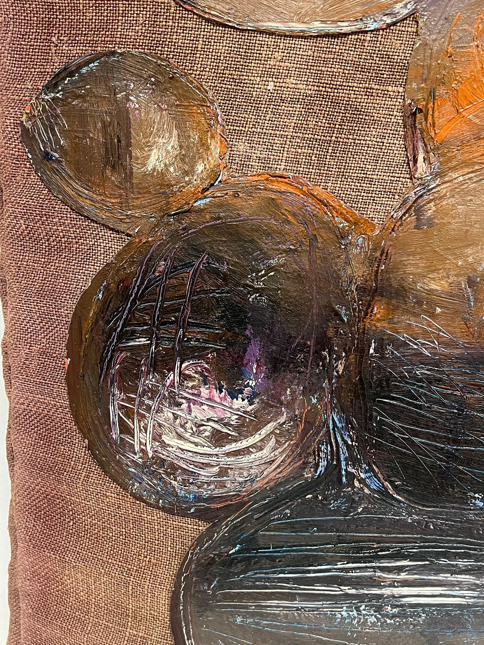 Gilbert Pelissier; Abstract Balls with Subtle Earth Tones French 20th Century Painting, 1986 - 6