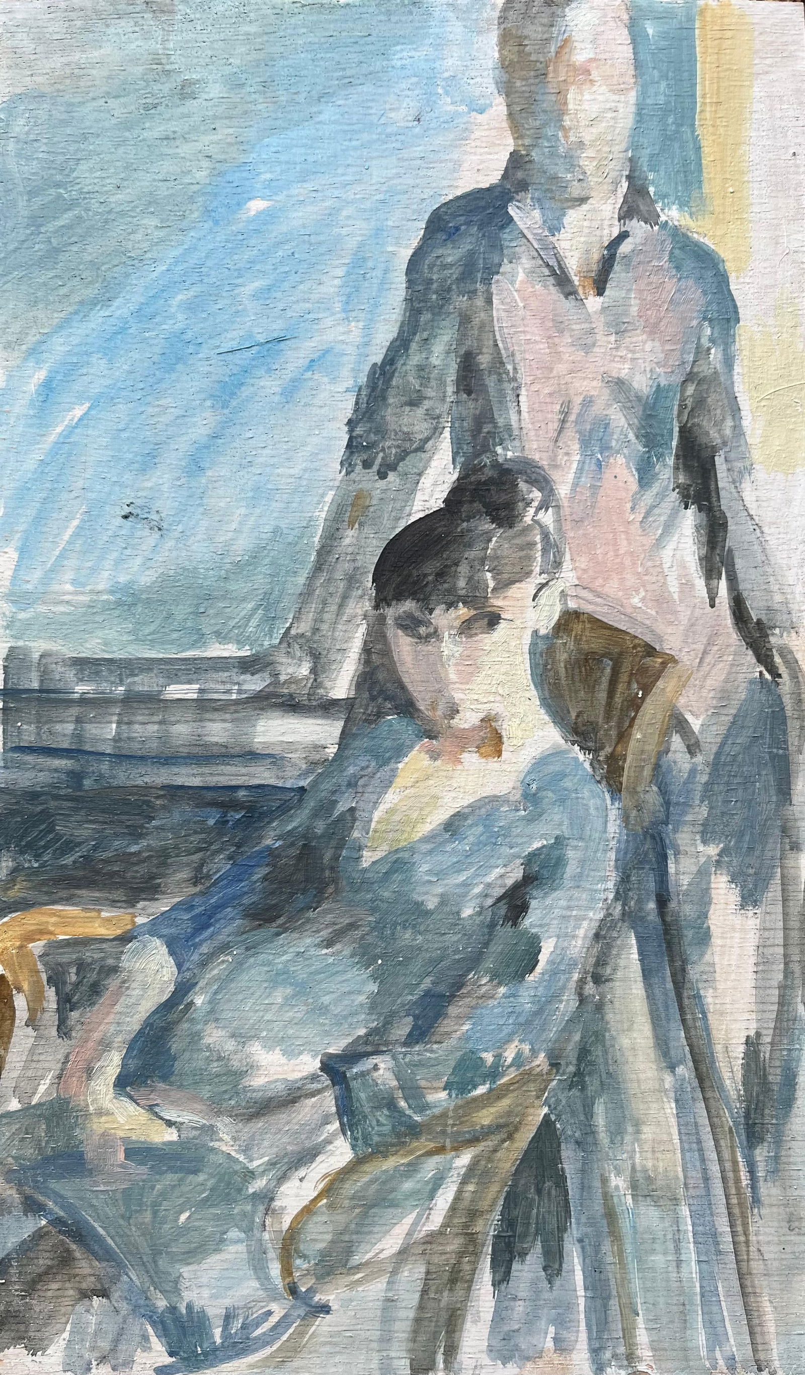 Bernadette Kelly; Modern French Oil Painting Two Elegant Figures in an Interior Scene - 13