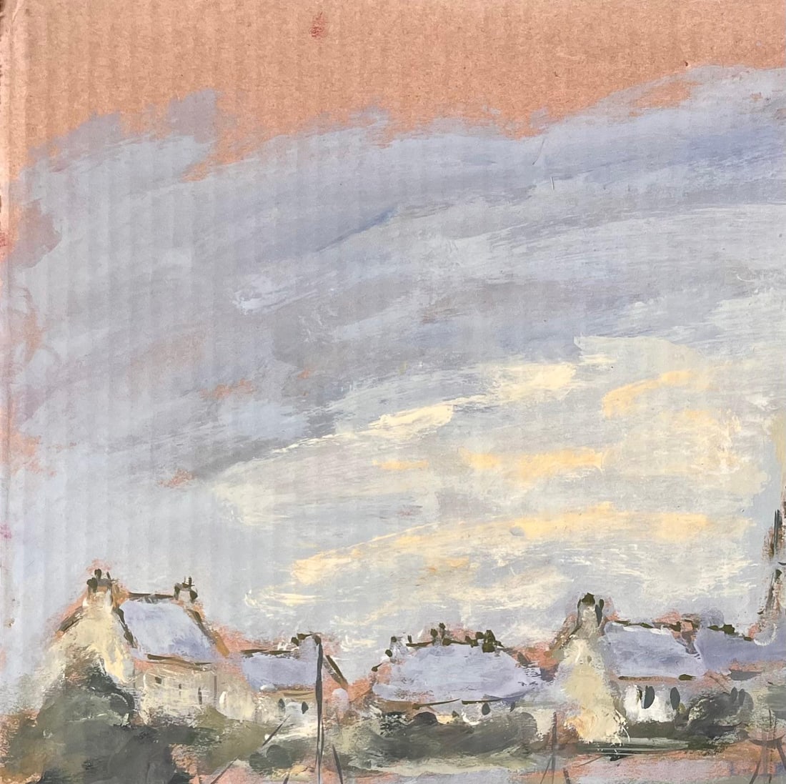 Fanch Lel; French Impressionist Village Harbour with Boats at Dusk by Fanch Lel - 8