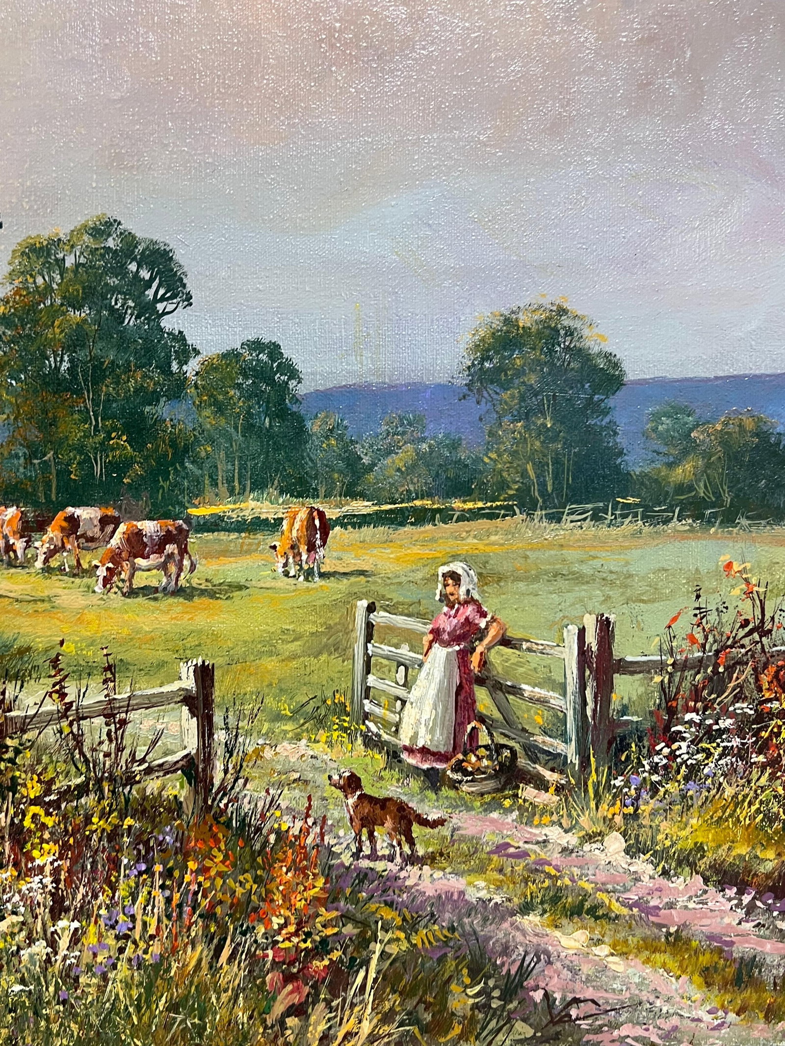Don Vaughan; Large Traditional English Summer Pastoral Cattle River Landscape Oil Painting - 11