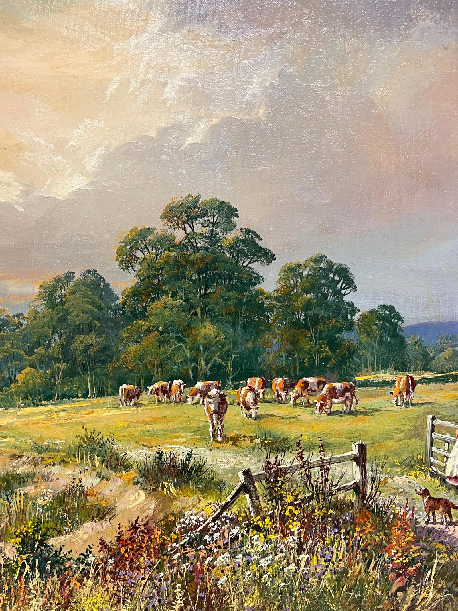 Don Vaughan; Large Traditional English Summer Pastoral Cattle River Landscape Oil Painting - 12