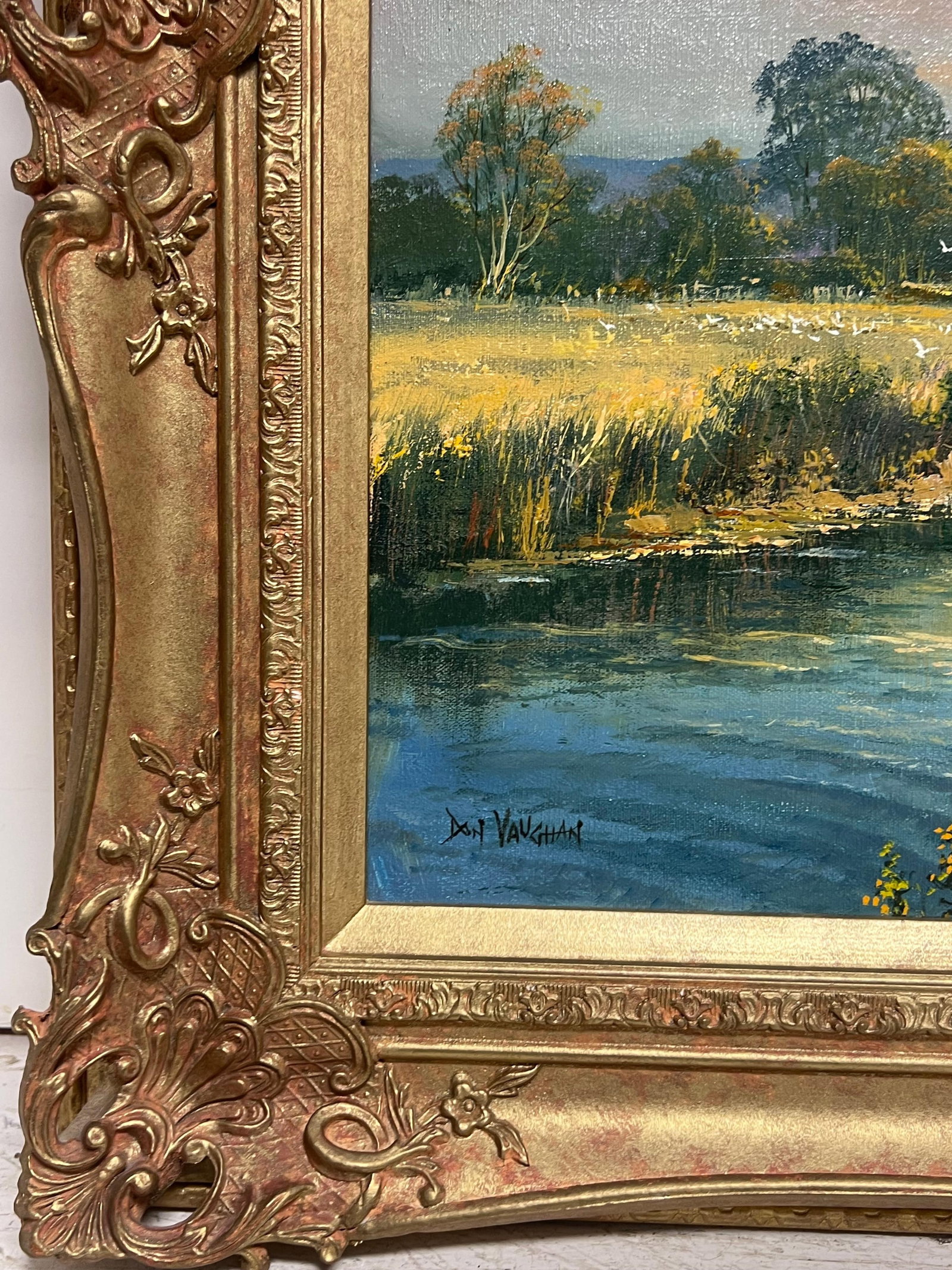 Don Vaughan; Large Traditional English Summer Pastoral Cattle River Landscape Oil Painting - 14