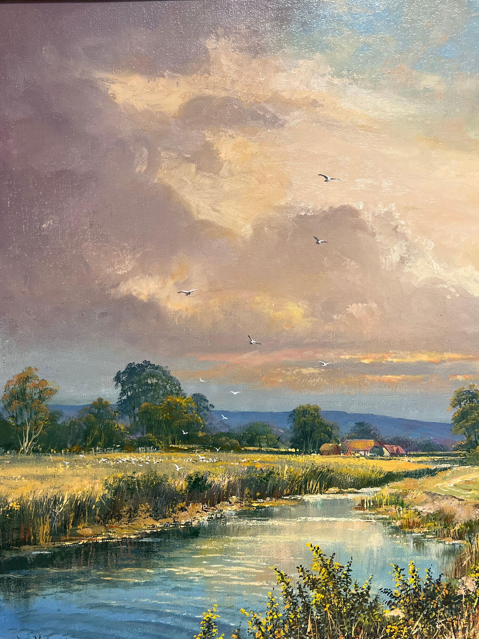 Don Vaughan; Large Traditional English Summer Pastoral Cattle River Landscape Oil Painting - 5