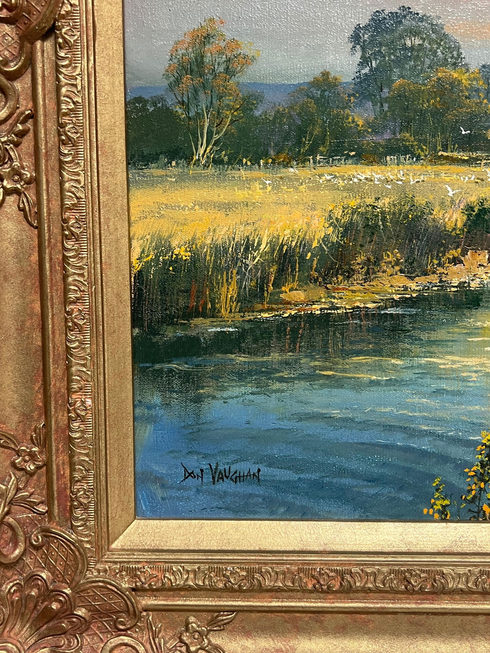 Don Vaughan; Large Traditional English Summer Pastoral Cattle River Landscape Oil Painting - 6