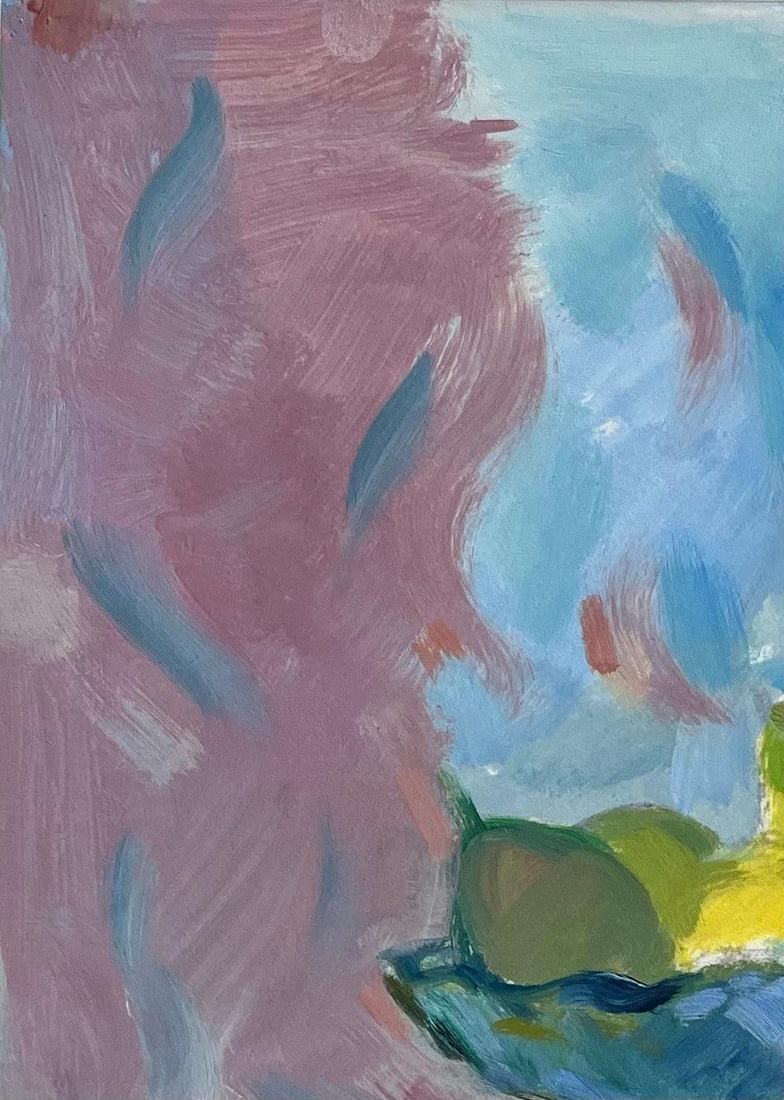 Roland Pichard; Original Oil Painting of Vibrant Still Life with Fruit Bowl and Sliced Fruit - 20