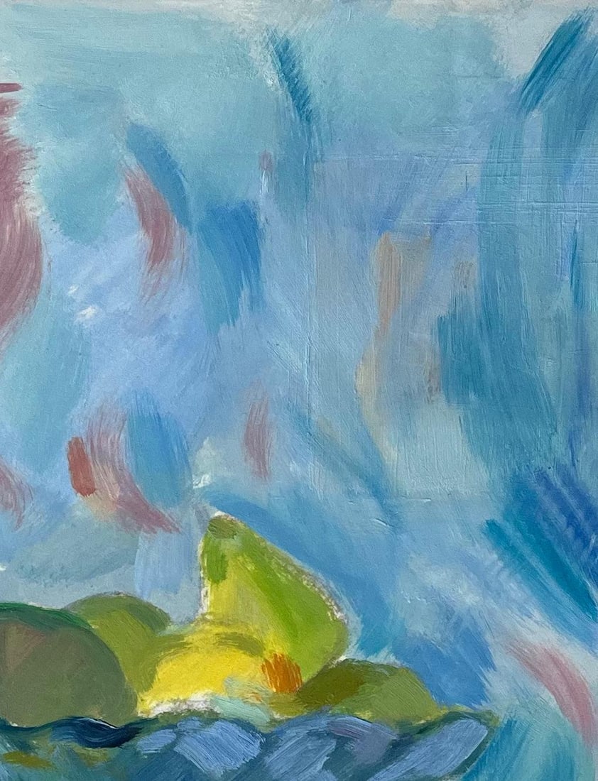 Roland Pichard; Original Oil Painting of Vibrant Still Life with Fruit Bowl and Sliced Fruit - 5