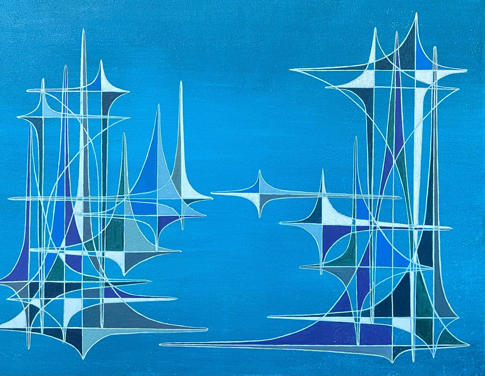 Serge Guerin (1916); 20th Century French Geometric Abstract Surrealist Composition Oil Painting - 11