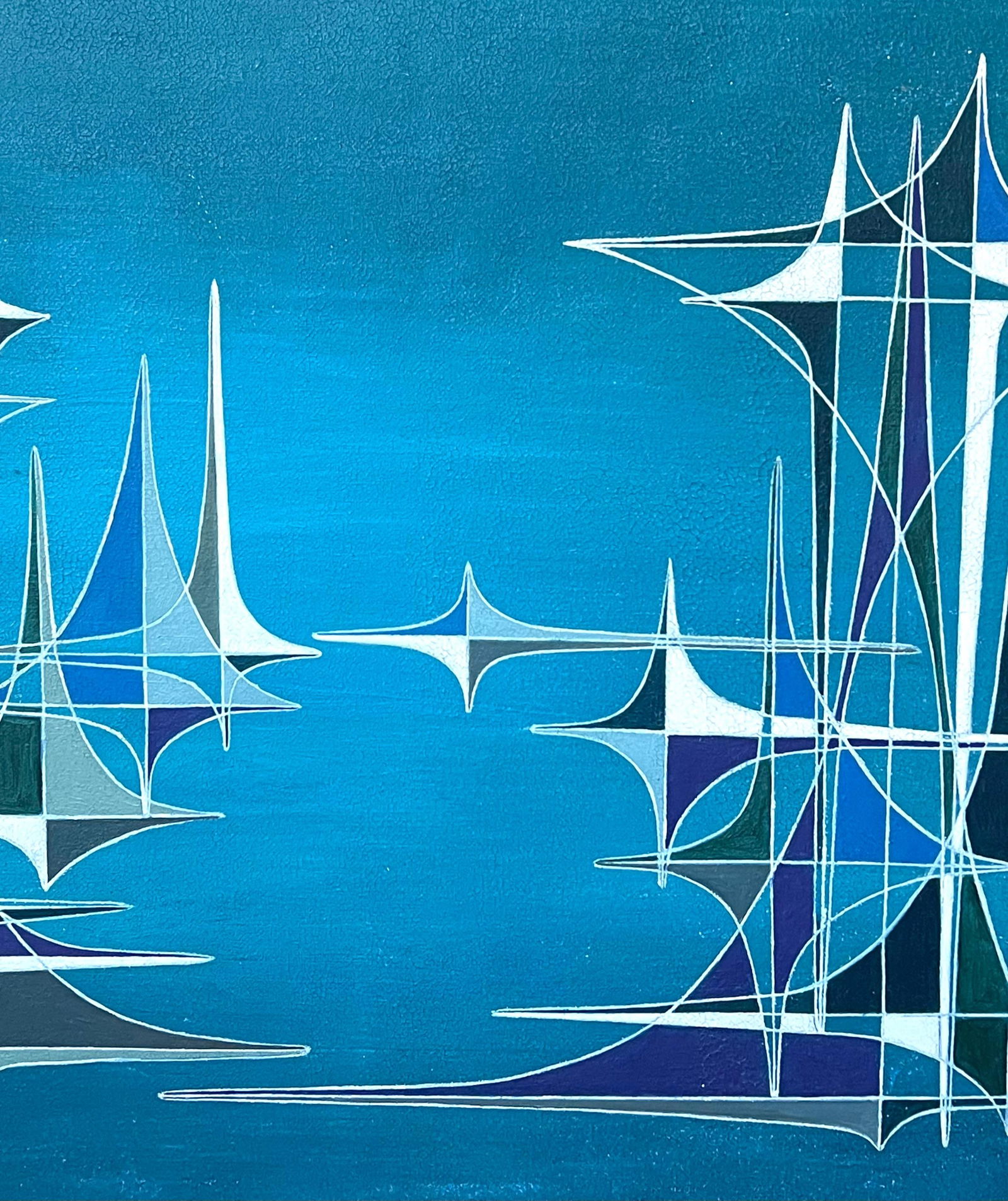 Serge Guerin (1916); 20th Century French Geometric Abstract Surrealist Composition Oil Painting - 13