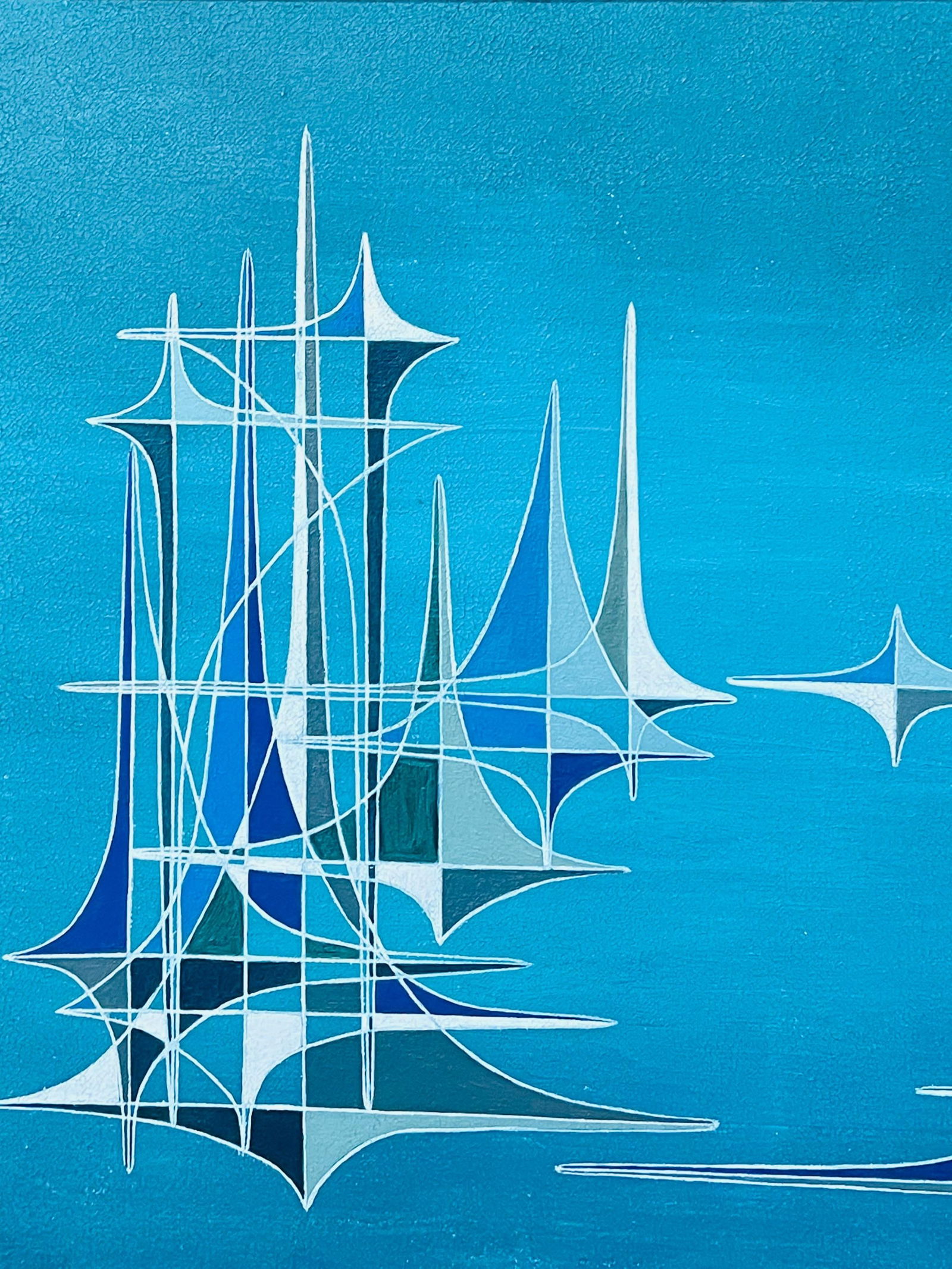 Serge Guerin (1916); 20th Century French Geometric Abstract Surrealist Composition Oil Painting - 2