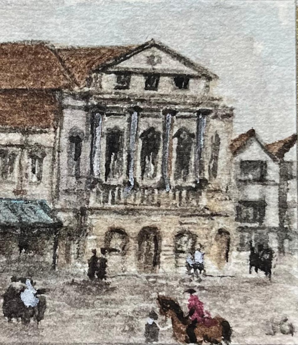 Jack Grunwell; Historic Miniature Watercolor of Theatre Royal and Coopers' Hall in King Street - 4