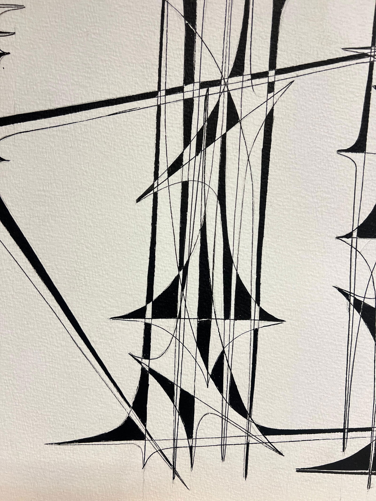 Serge Guerin (1916); 20th Century French Geometric Abstract Composition Ink Drawing 1970's - 9