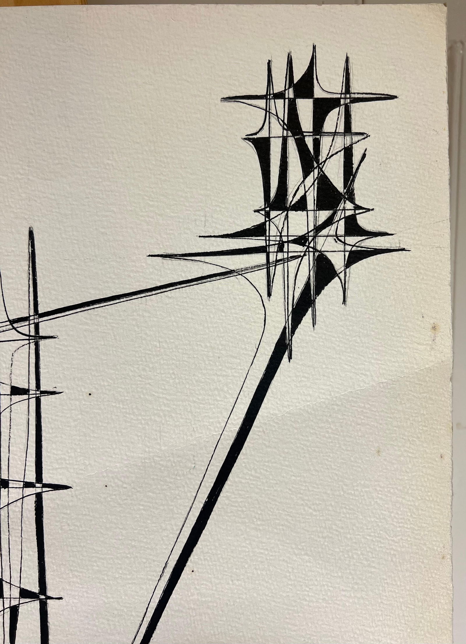 Serge Guerin (1916); 20th Century French Geometric Abstract Composition Ink Drawing 1970's - 11