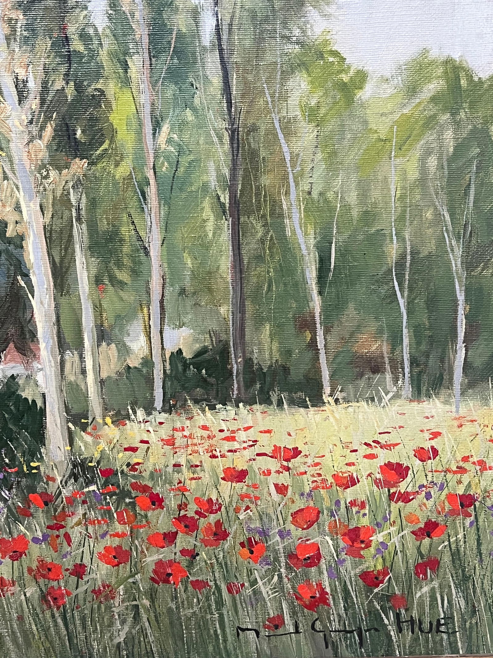 French impressionist; Signed French Impressionist Vintage Oil Painting Poppy Fields by Tranquil - 2