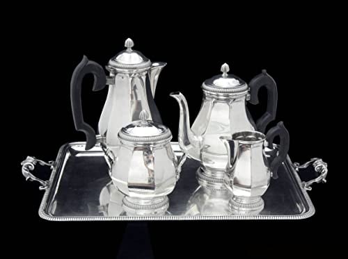 OLIER CARON - FRENCH ART DECO STERLING SILVER TEA / COFFEE SET WITH SERVING TRAY - 2