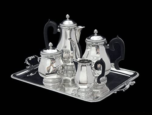 OLIER CARON - FRENCH ART DECO STERLING SILVER TEA / COFFEE SET WITH SERVING TRAY - 3