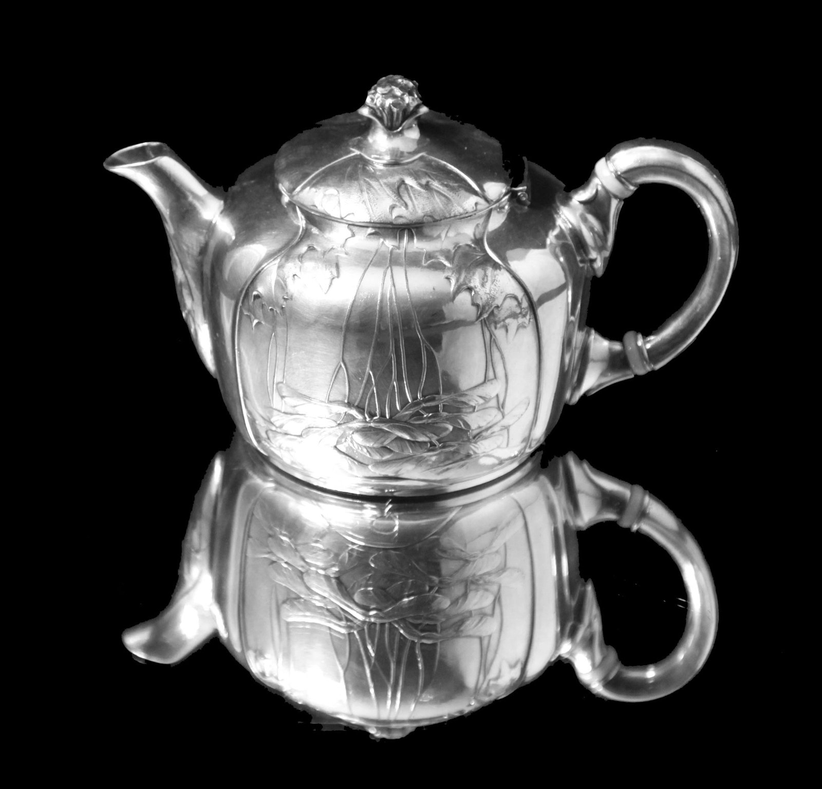 Orfevre Gallia - 7pc. Extremely Rare, Original French Art Nouveau Silver Plate Tea Set Including - 15