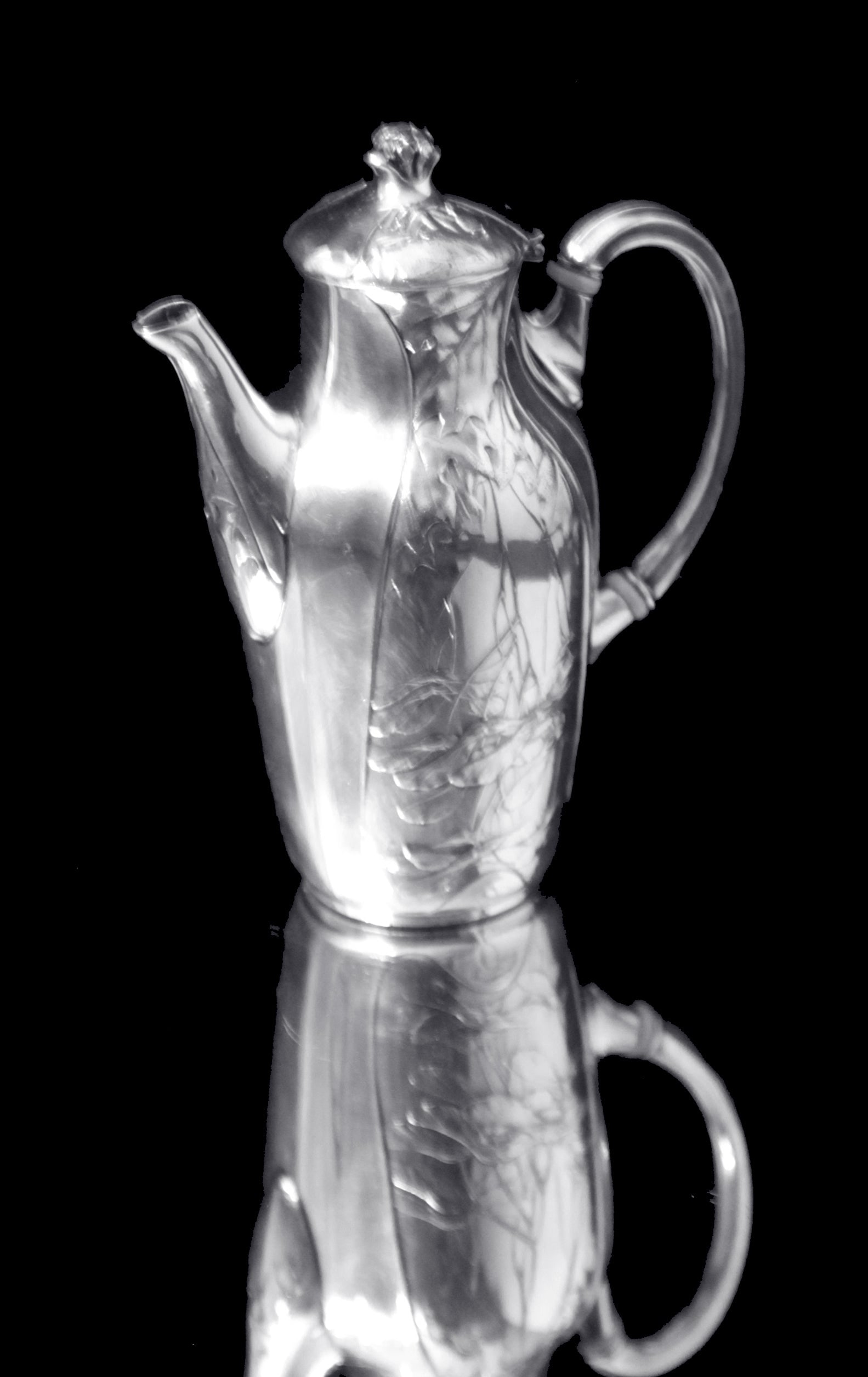 Orfevre Gallia - 7pc. Extremely Rare, Original French Art Nouveau Silver Plate Tea Set Including - 5