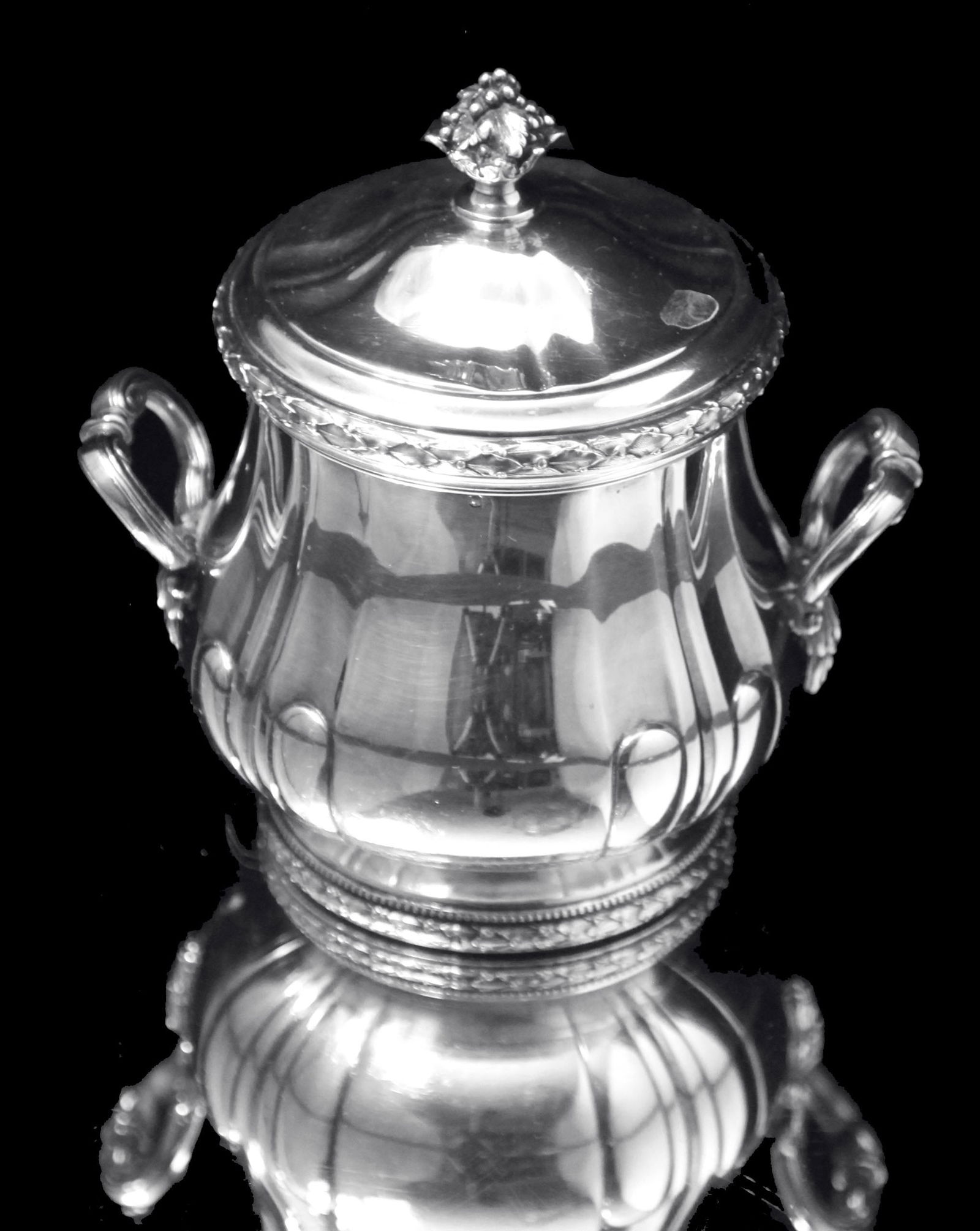 Puiforcat (Hermes): 4pc. Antique French Louis XVI Sterling Silver Tea Set + Tetard Sterling Serving - 6