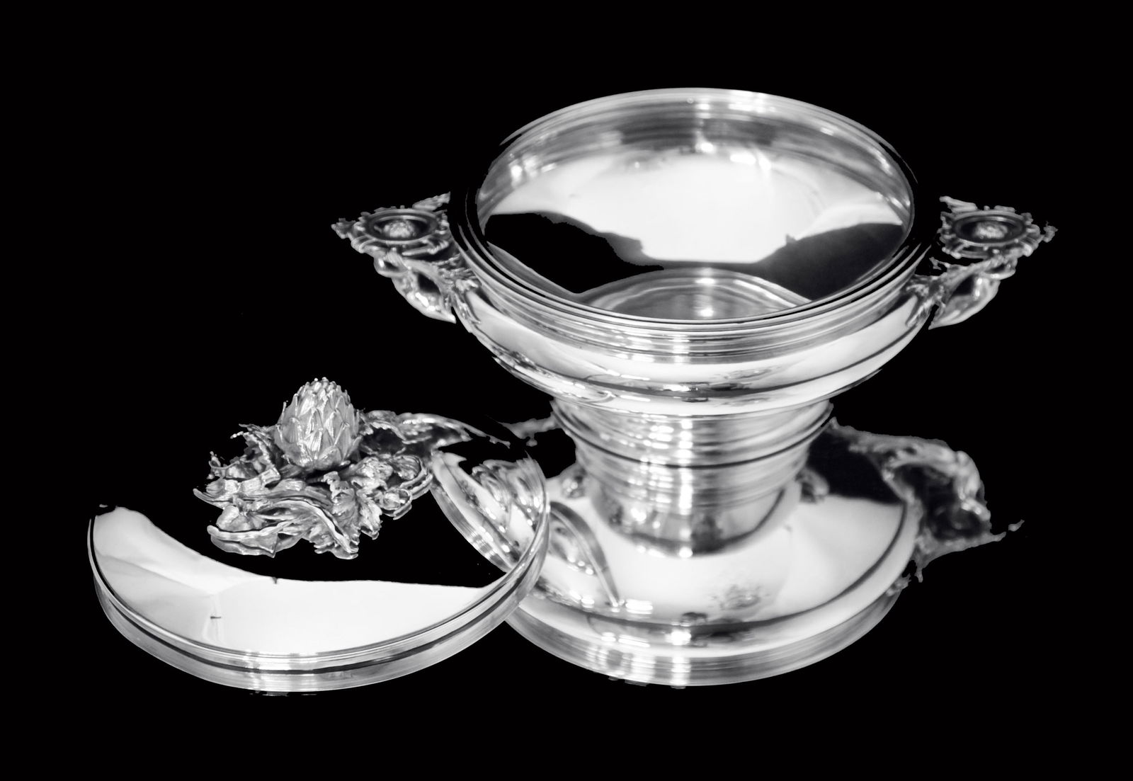 Puiforcat (Hermes) 2pc. Louis XVI Covered 950 Sterling Silver Vegetable Server / Tureen - Like New ! - 5