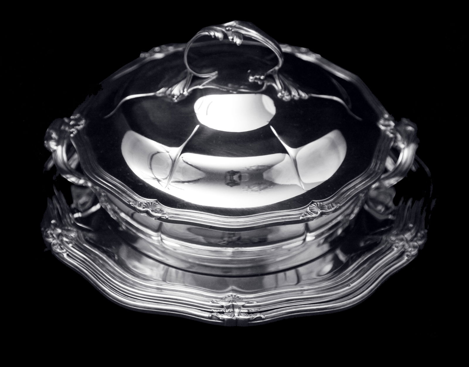 Odiot - 5pc. Antique French Sterling Silver Table Serving Set - Covered Vegetable Server + 2 Round (1 of 7)