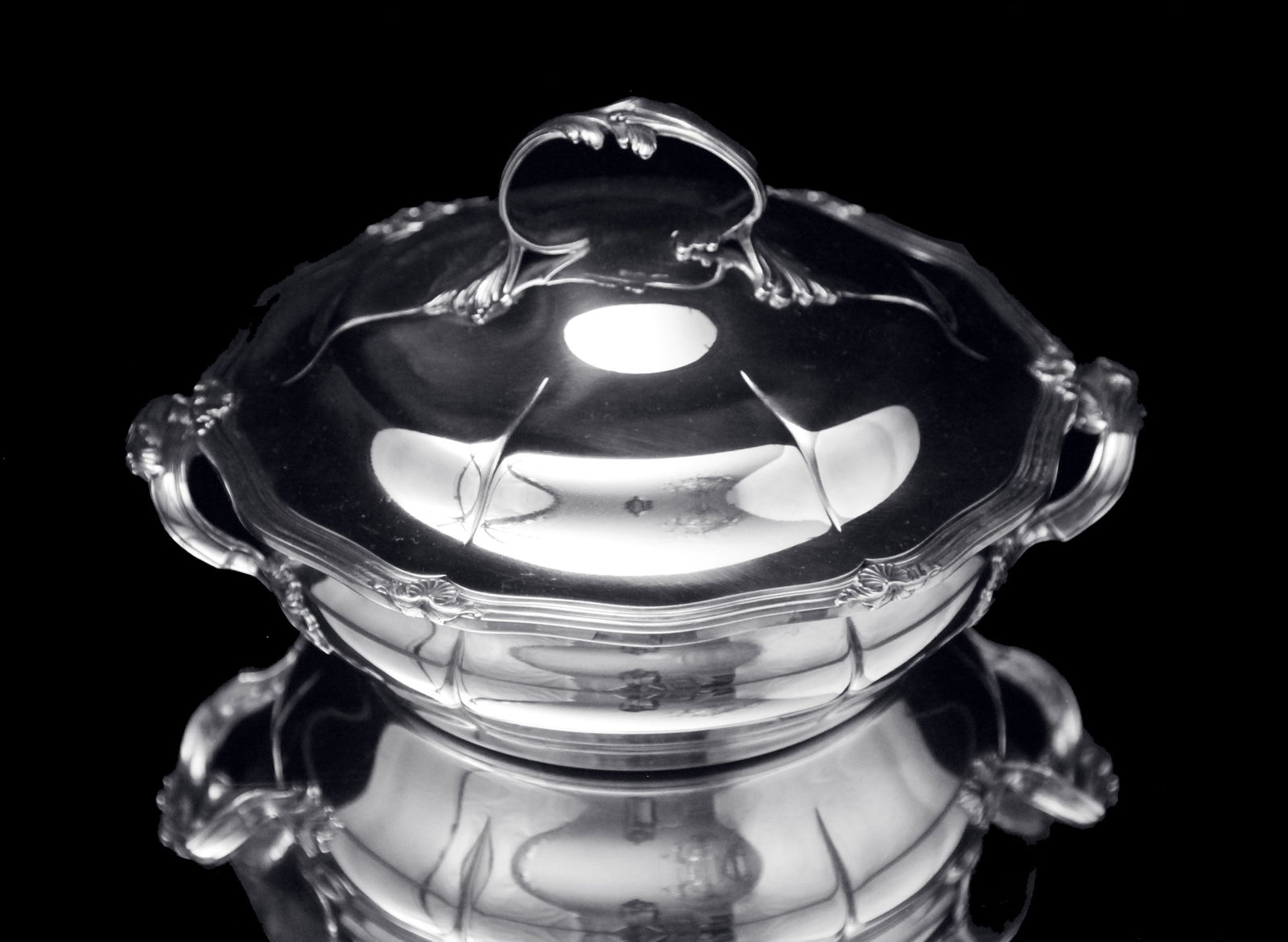 Odiot - 5pc. Antique French Sterling Silver Table Serving Set - Covered Vegetable Server + 2 Round - 2