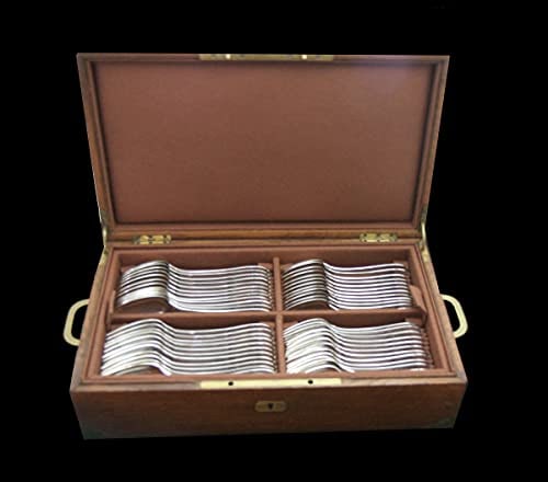 OLIER & CARON - 84pc 950 STERLING SILVER FLATWARE SET MOTHER OF PEARL KNIVES - 1920s - 6