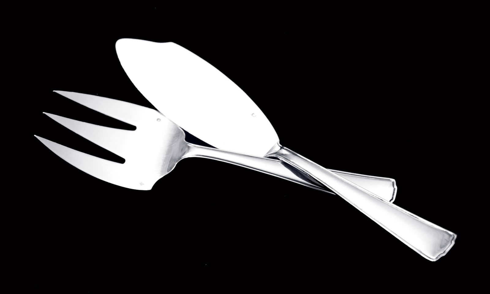 RAVINET D'ENFERT - 17pc SET ART DECO 950 STERLING SILVER FLATWARE SERVING PIECES - 5