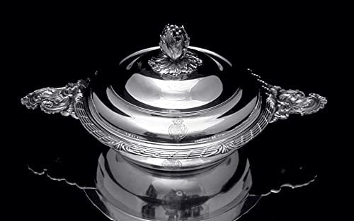 ODIOT - TWO COVERED 950 STERLING SILVER LOUIS XVI VEGETABLE SERVERS 1850-1899 BOWLS - 2