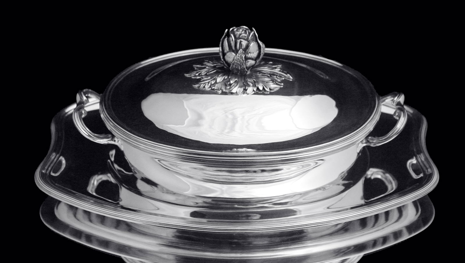 PUIFORCAT (HERMES) 3pc LOUIS XVI COVERED 950 STERLING SILVER VEGETABLE SERVER 1850-1899 - 2