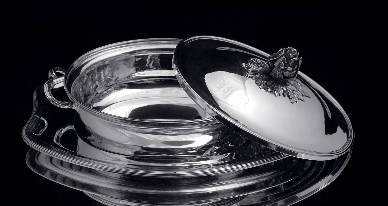 PUIFORCAT (HERMES) 3pc LOUIS XVI COVERED 950 STERLING SILVER VEGETABLE SERVER 1850-1899 - 4