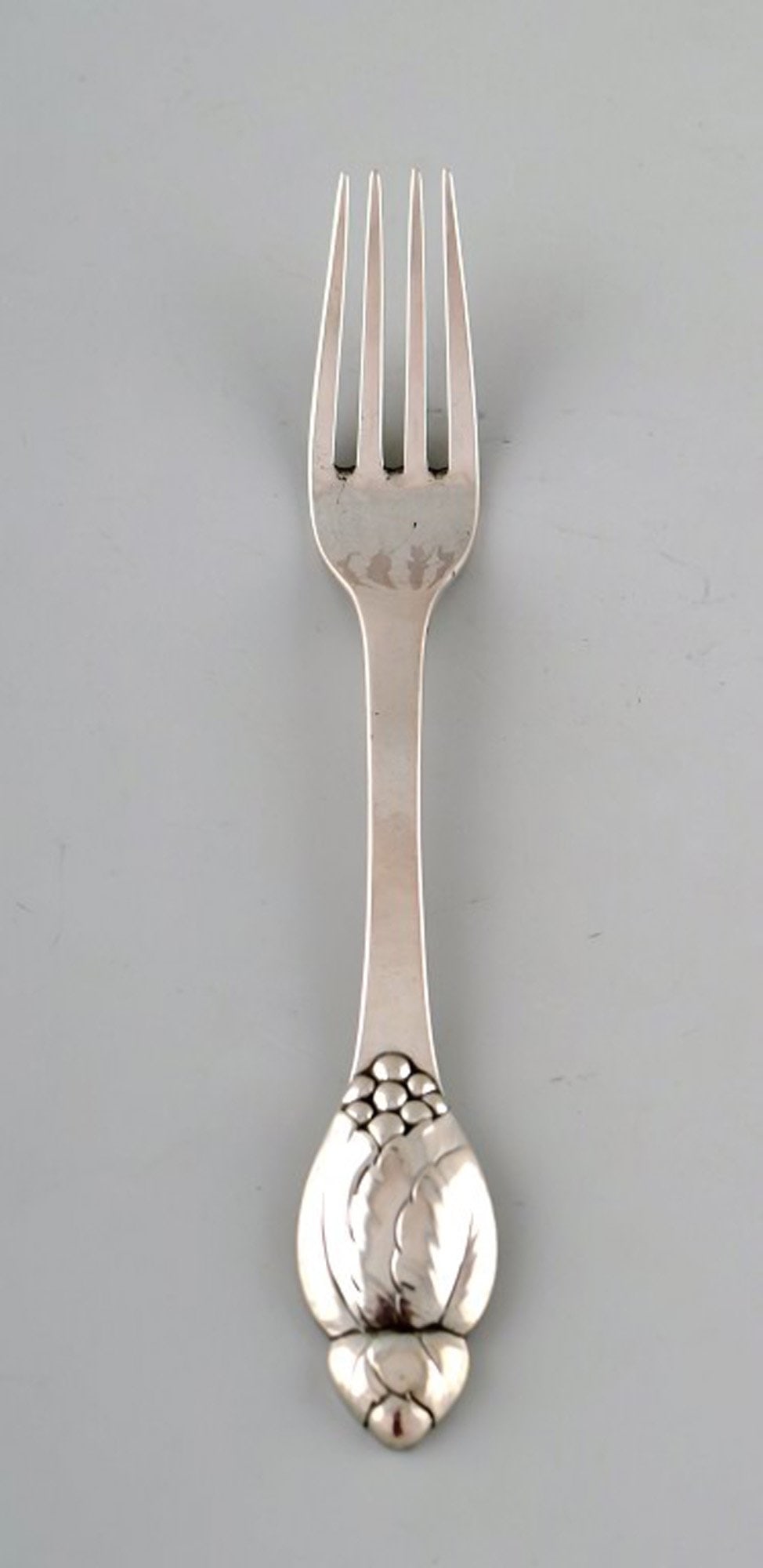 Evald Nielsen number 6, lunch fork in all silver. 1920's. Eight pieces in stock.: Title:Evald Nielsen number 6, lunch fork in all silver. 1920's. Eight pieces in stock. Description:Evald Nielsen number 6, lunch fork in all silver. 1920's. Eight pieces in stock. Measures: 17,3 cm. S