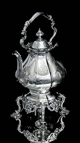 SAVORY & SONS - ANTIQUE 9pc. VICTORIAN STERLING SILVER TEA / COFFEE SET WITH TRAY, 1800 - 1849 - 3
