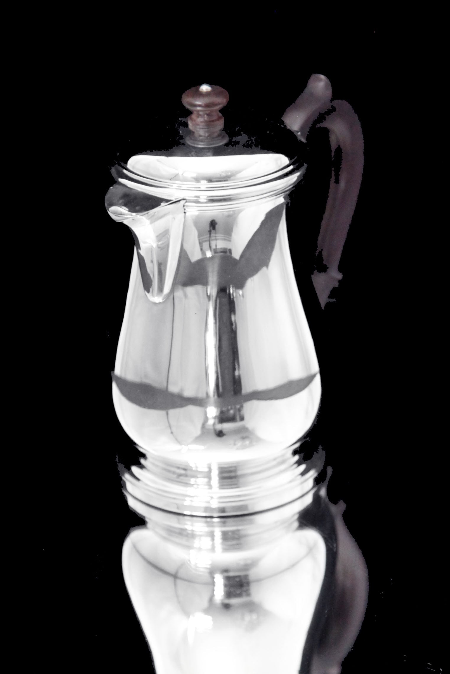 PUIFORCAT (HERMES) CHRISTOFLE - 5pc. 950 STERLING SILVER TEA SET + 4 FABERGE IMPERIAL EGG EXPRESSO - 6